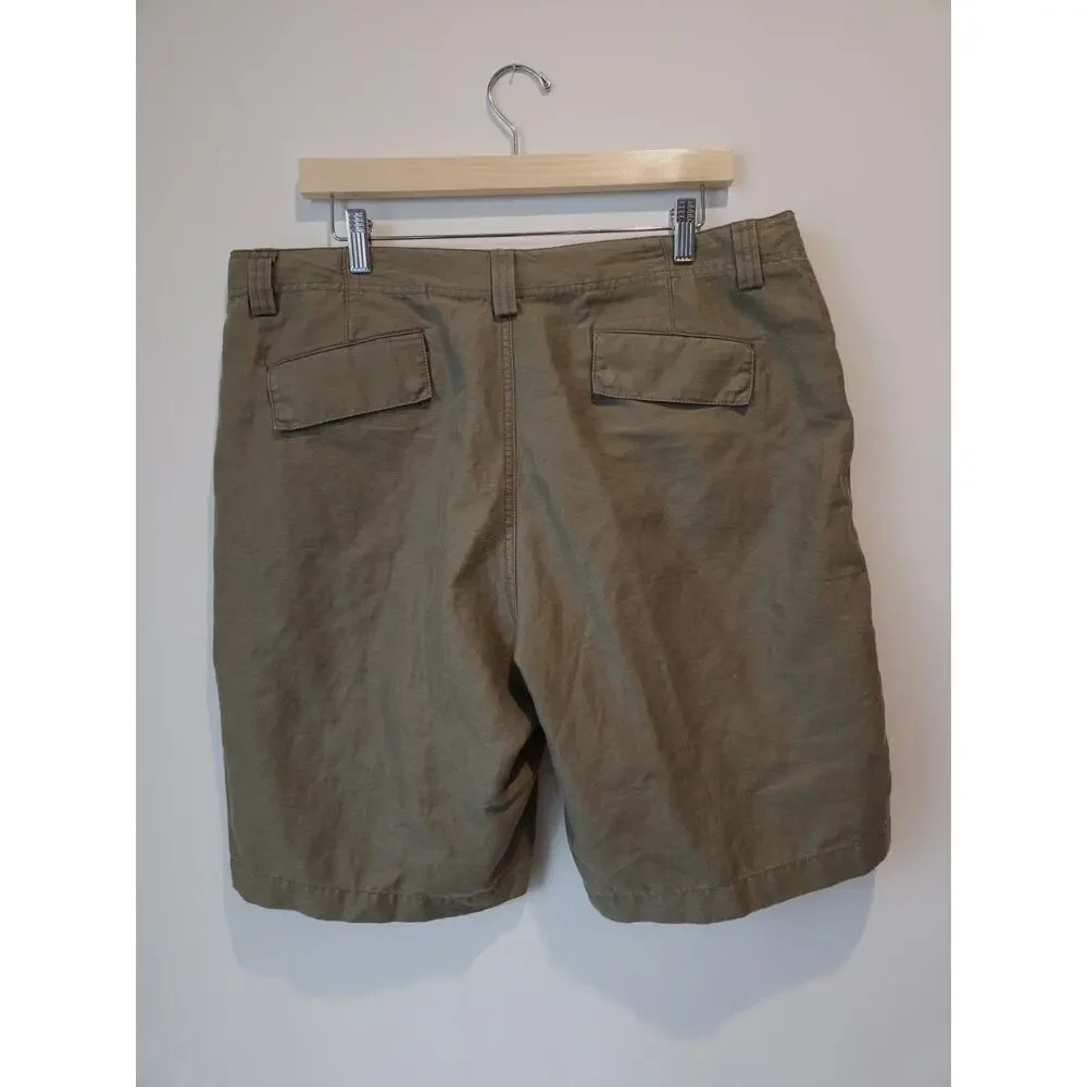 Tori Richard Shorts Men size 36 Green Linen Cotten Blend Flat Front Breathable
